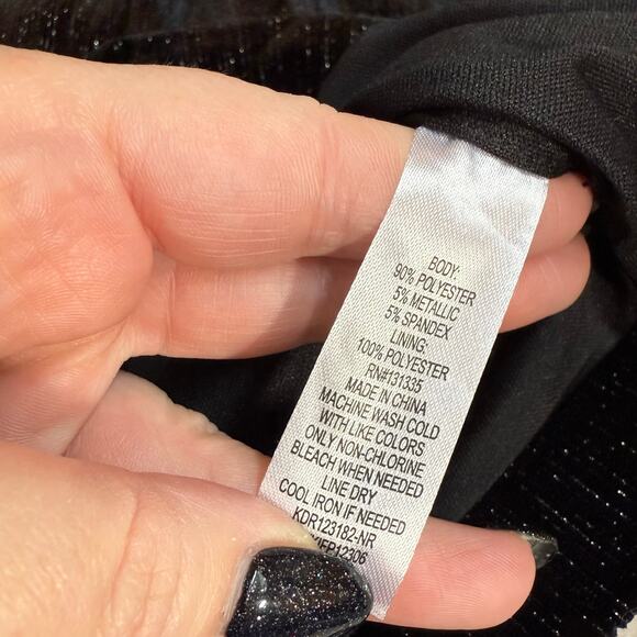 Urban Social Women Small Black Silver Metallic Velvet Strapless Midi Dress Retro - Picture 8 of 8